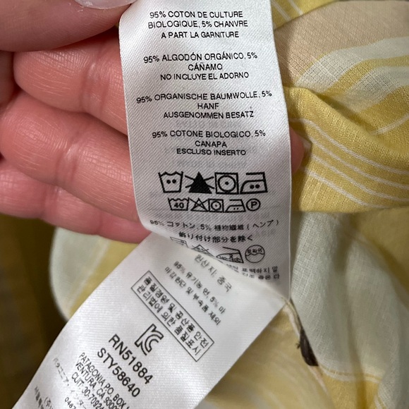 Patagonia Kamala Maxi Skirt Yellow Stripe Organic Cotton Hemp Blend Pockets M - Picture 7 of 11